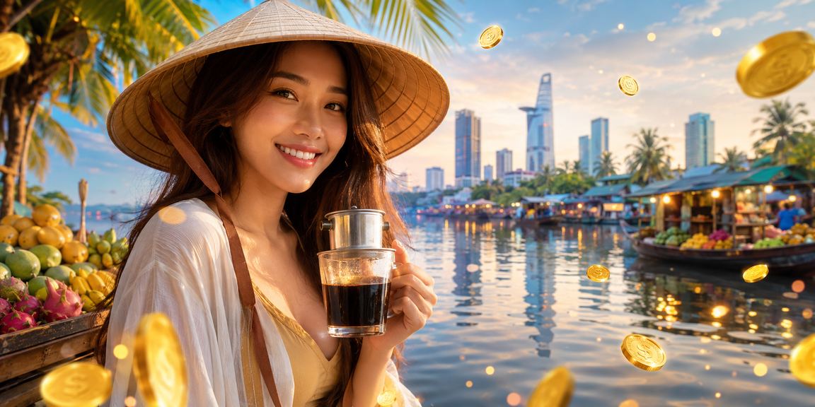 Người dùng vùng Mekong trải nghiệm ứng dụng casino 69vin trên điện thoại với nón lá truyền thống